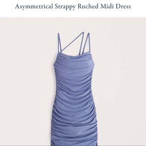 Abercrombie & Fitch Asymmetrical Strappy Ruched Midi Dress